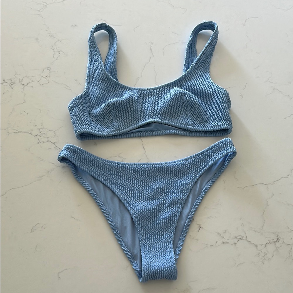 Chic Blue textured Bikini Set